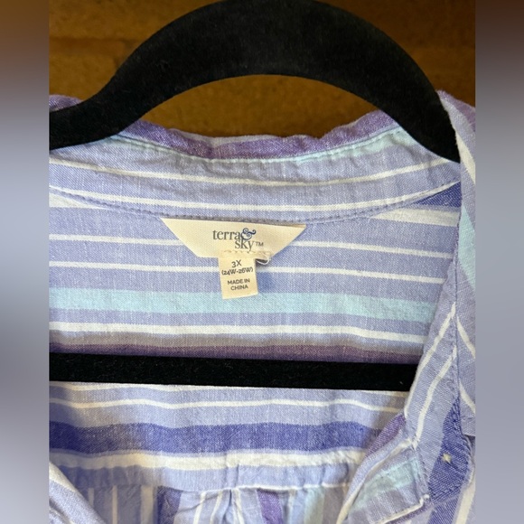 Striped Blue and White Women’s Shirt - Picture 4 of 7